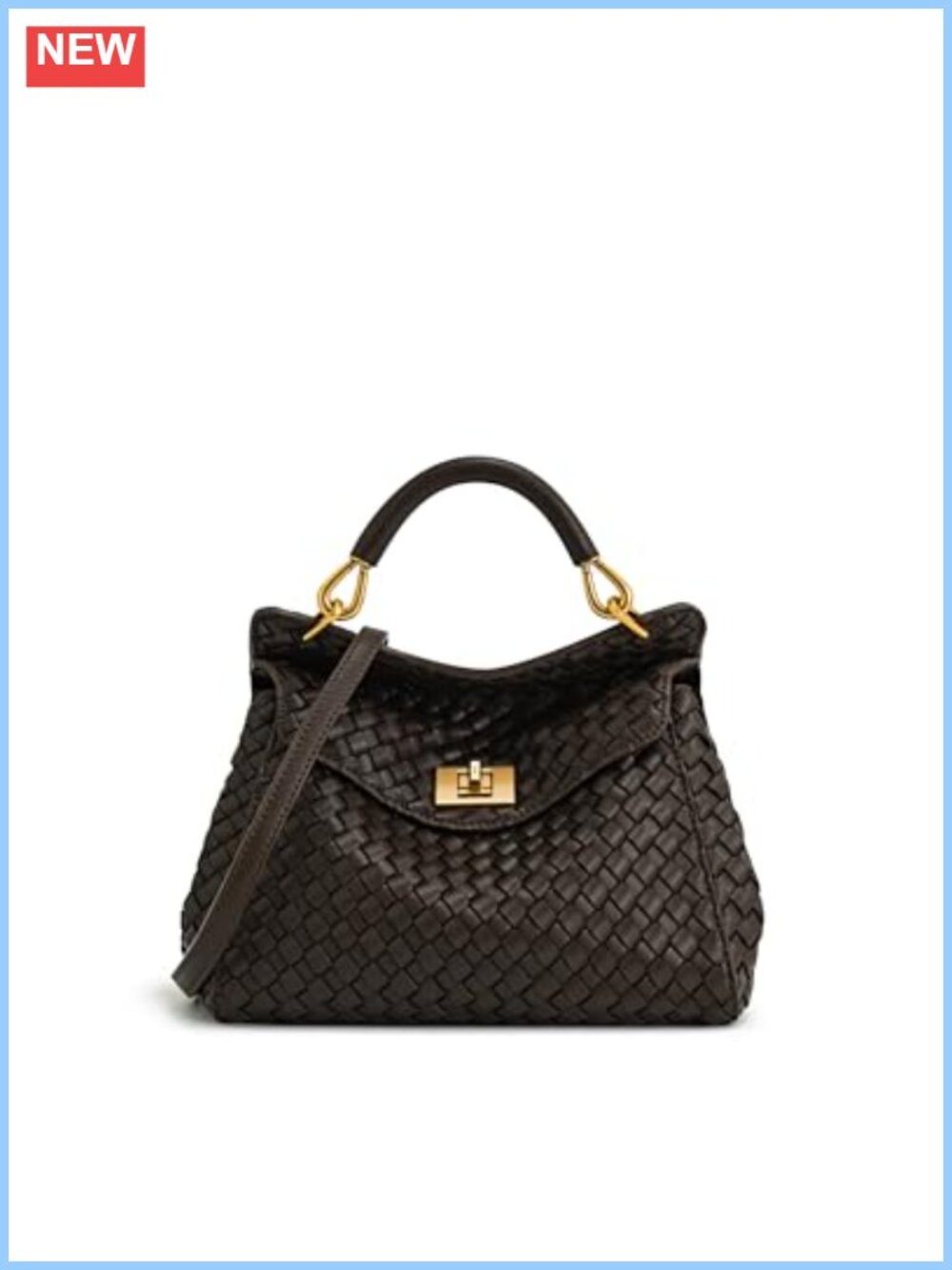 Vegan Leather Top Handle Satchel Crossbody Bag Gold Hardware
